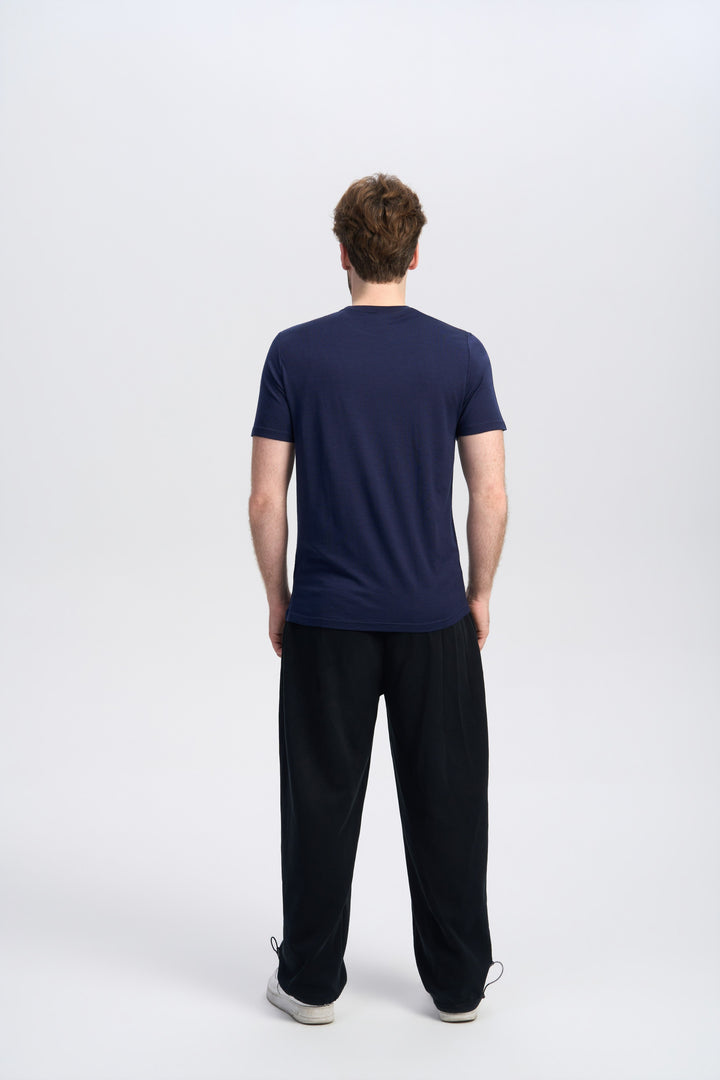 T-Shirt für Herren, 100 % Merinowolle, Schwarz