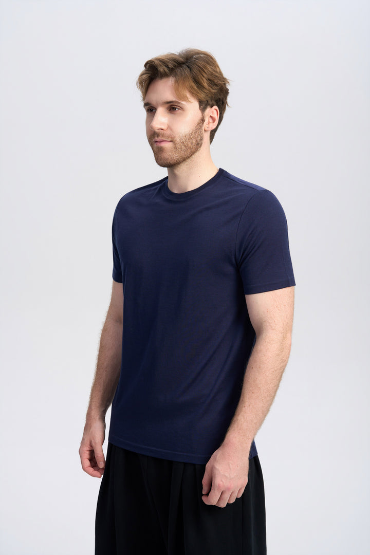 T-Shirt für Herren, 100 % Merinowolle, Schwarz