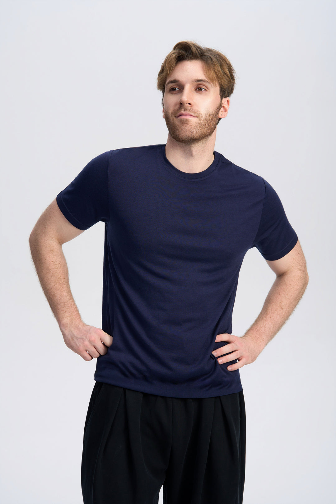 T-Shirt für Herren, 100 % Merinowolle, Schwarz