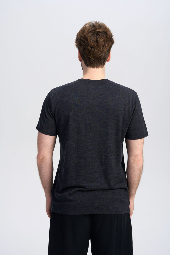Camiseta Hombre 100% Lana Merino Negra - MT01 
