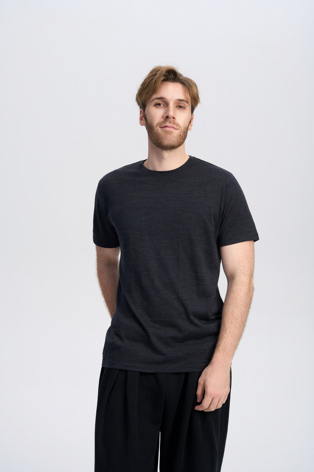 Camiseta Hombre 100% Lana Merino Negra - MT01 