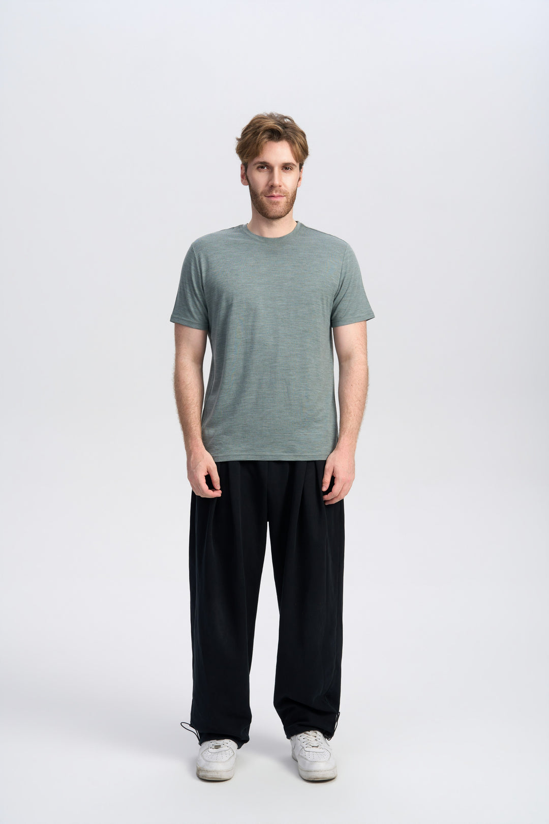 T-Shirt für Herren, 100 % Merinowolle, Schwarz