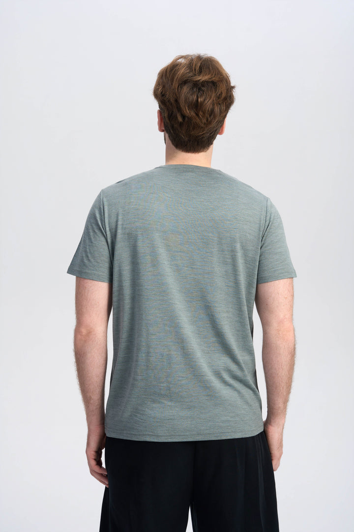 T-Shirt für Herren, 100 % Merinowolle, Schwarz