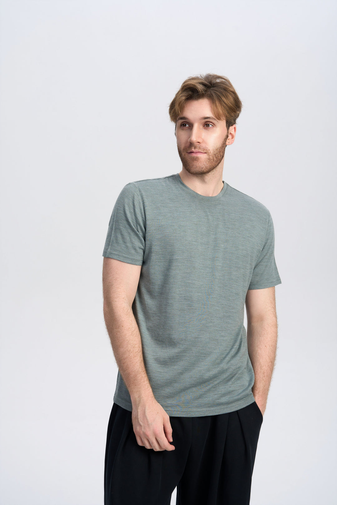 T-Shirt für Herren, 100 % Merinowolle, Schwarz