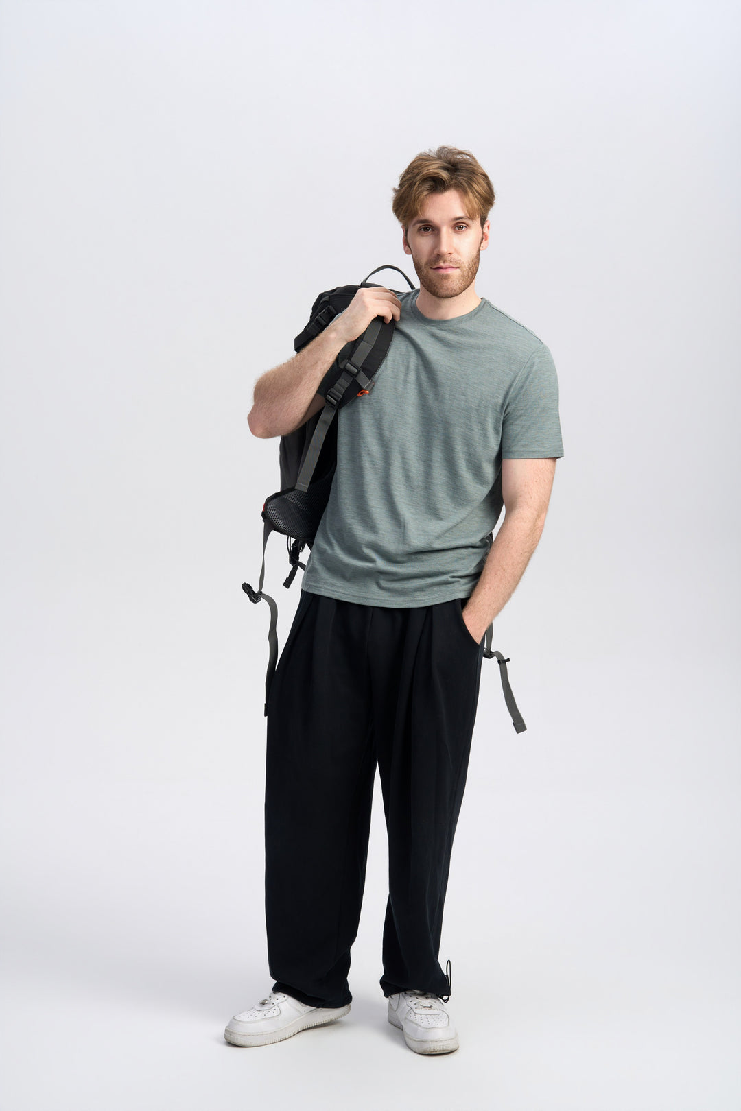 T-Shirt für Herren, 100 % Merinowolle, Schwarz