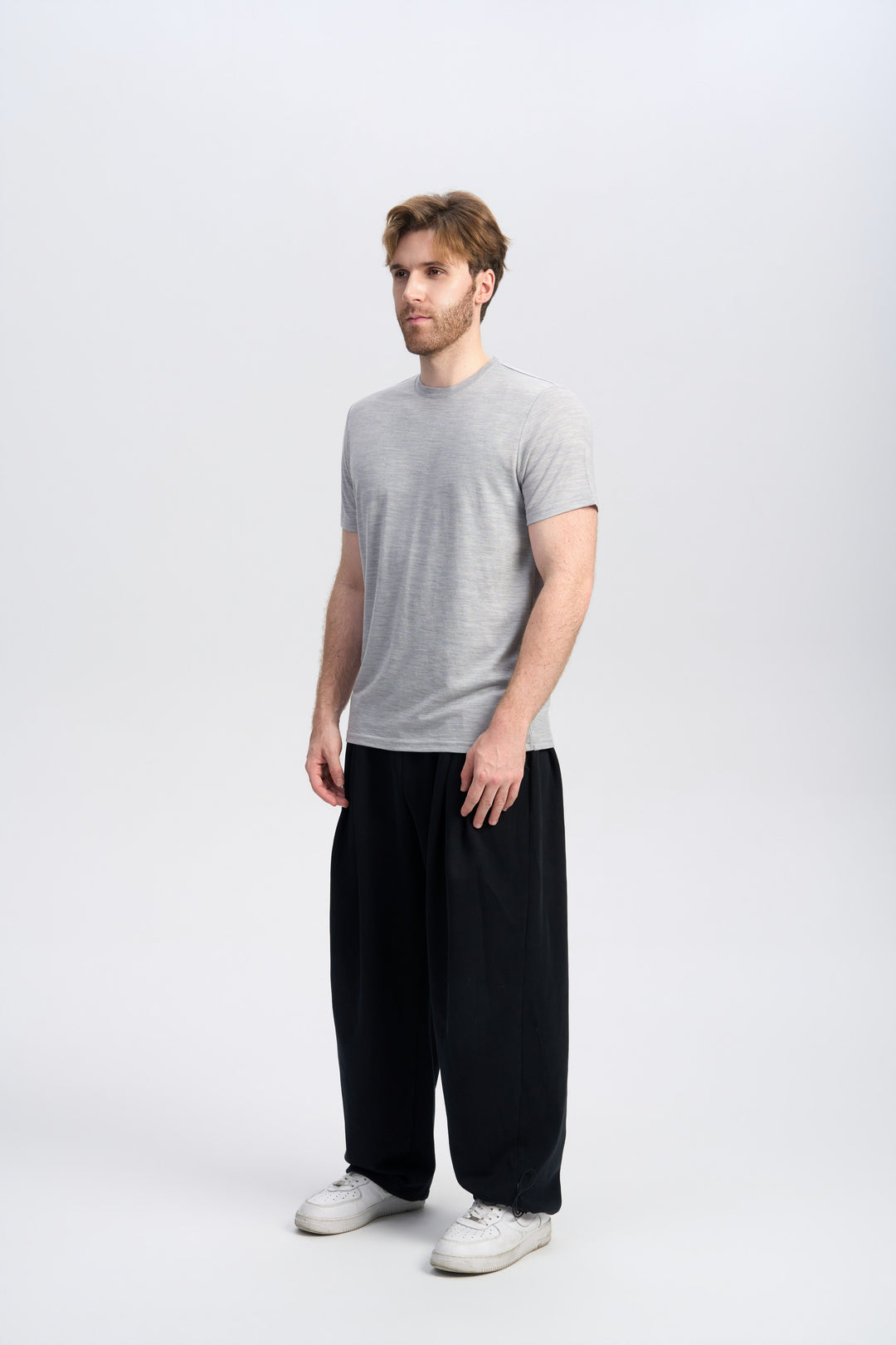 T-Shirt für Herren, 100 % Merinowolle, Schwarz
