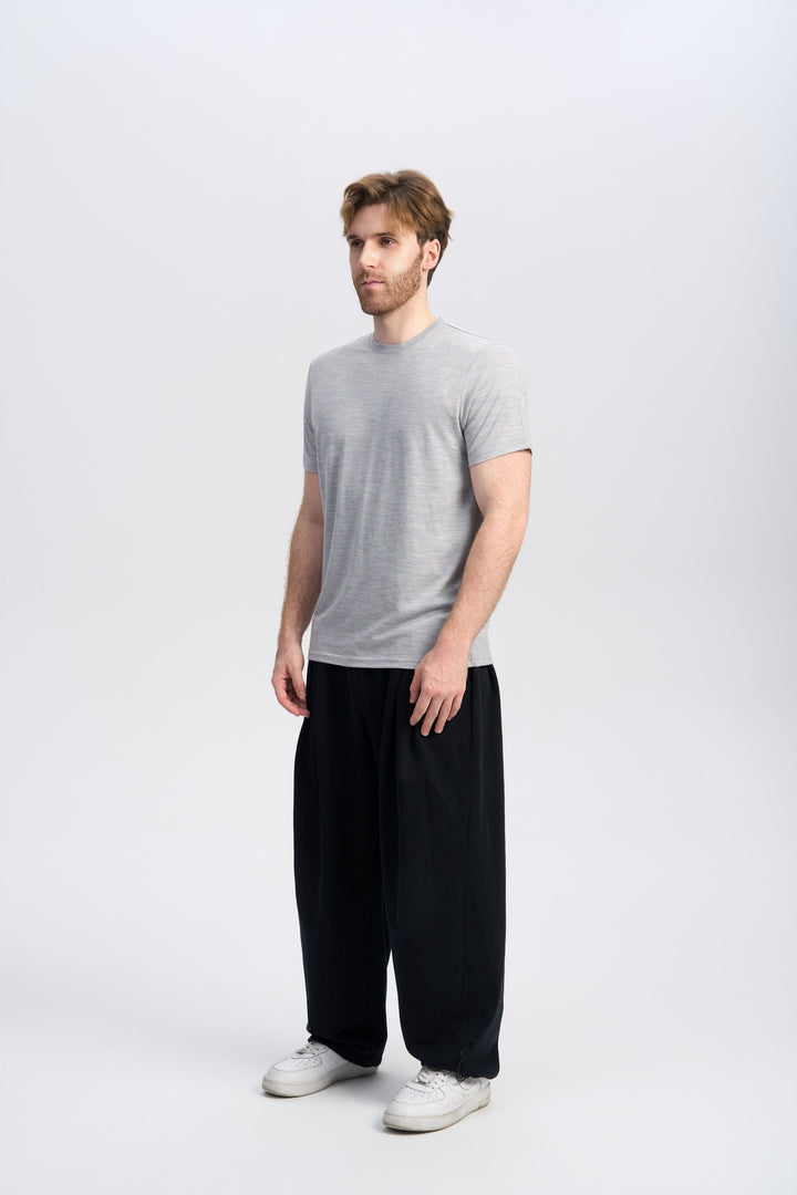 T-Shirt für Herren, 100 % Merinowolle, Schwarz