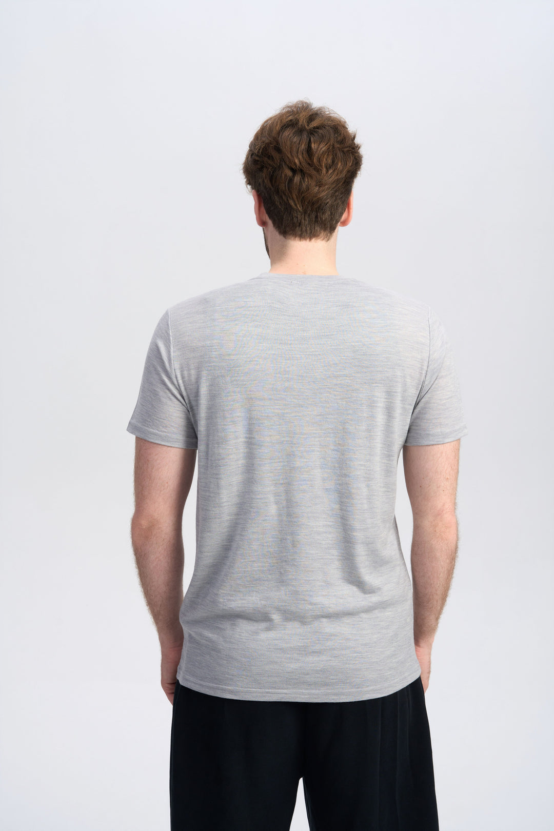 T-Shirt für Herren, 100 % Merinowolle, Schwarz