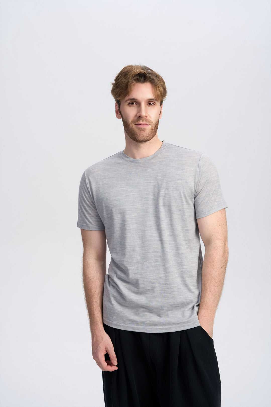 T-Shirt für Herren, 100 % Merinowolle, Schwarz