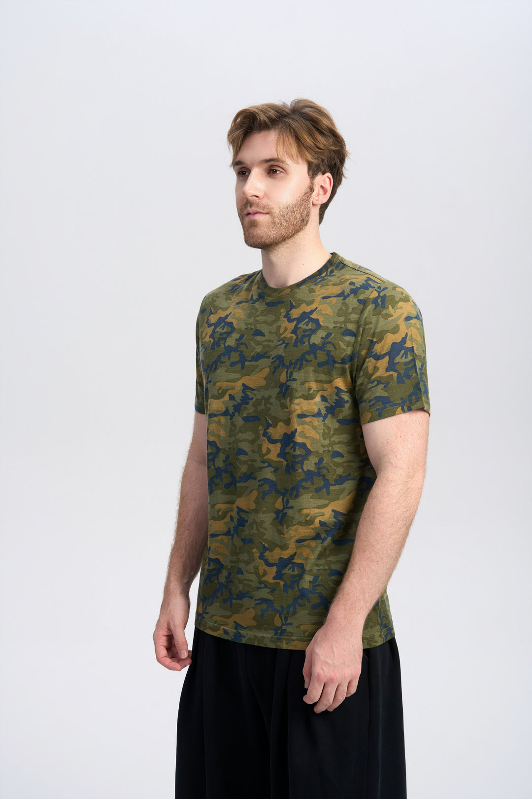 T-Shirt für Herren, 100 % Merinowolle, Schwarz