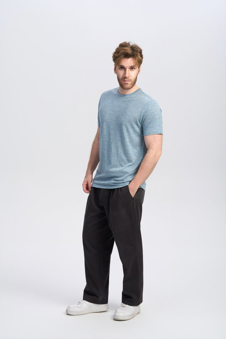 Camiseta Hombre 100% Lana Merino Negra - MT01 
