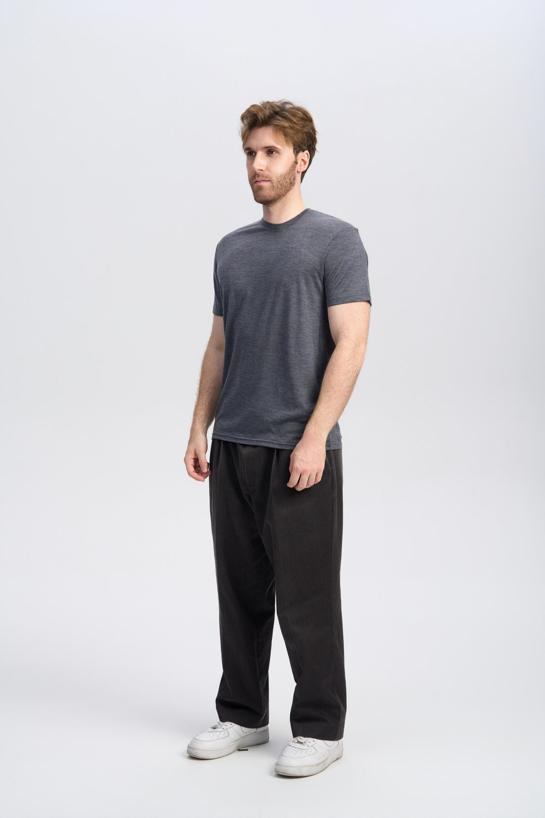 Camiseta de Lana Merino 150g con Cuello Redondo para Hombre