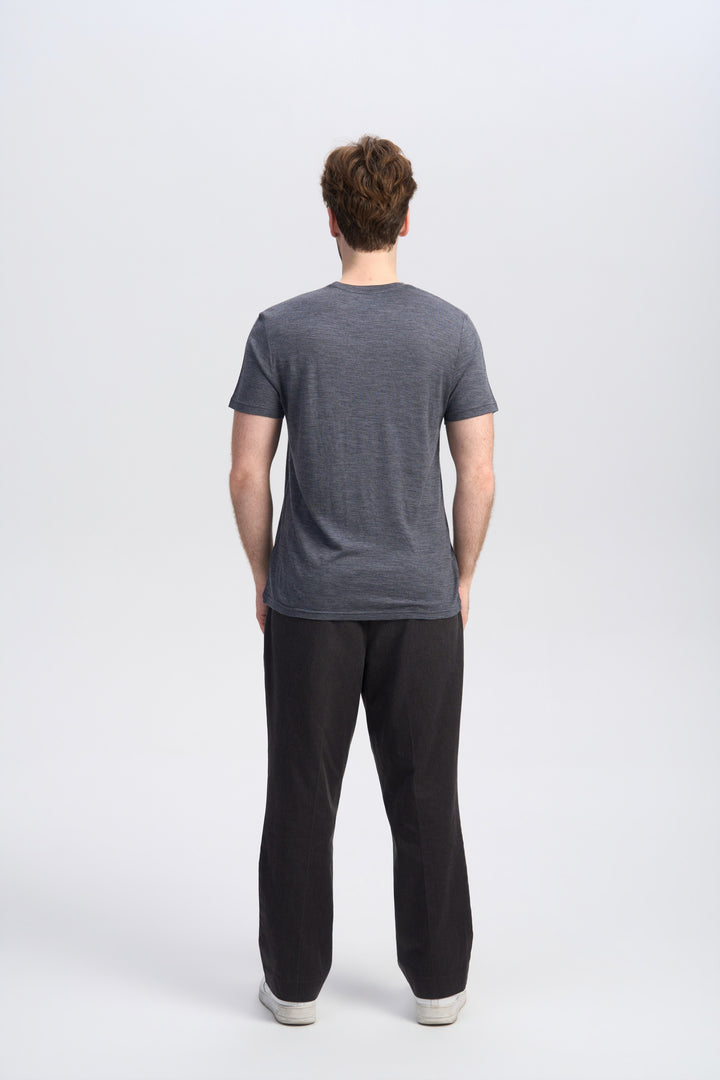 Camiseta de Lana Merino 150g con Cuello Redondo para Hombre
