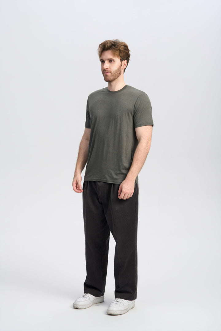 Camiseta de Lana Merino 150g con Cuello Redondo para Hombre