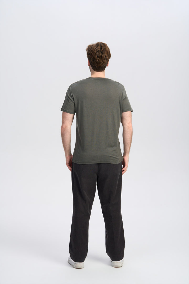 Camiseta de Lana Merino 150g con Cuello Redondo para Hombre