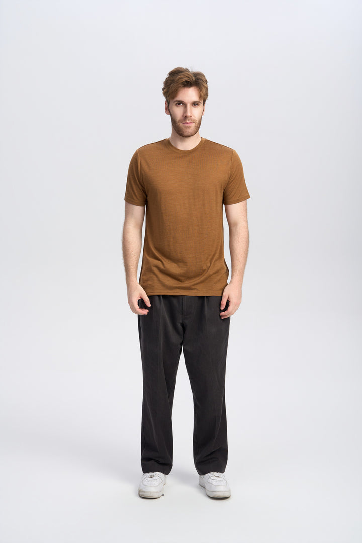 Camiseta de Lana Merino 150g con Cuello Redondo para Hombre
