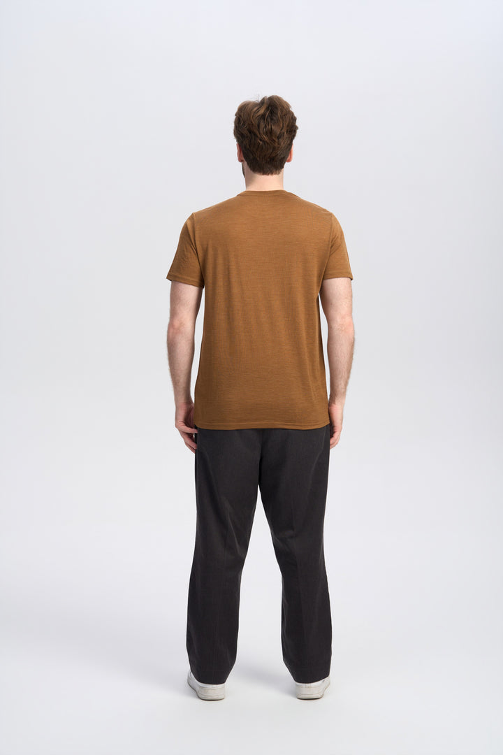 Camiseta de Lana Merino 150g con Cuello Redondo para Hombre
