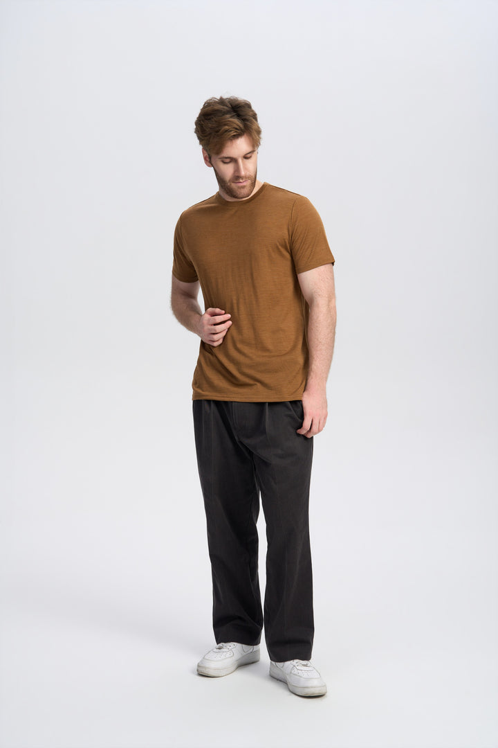 Camiseta de Lana Merino 150g con Cuello Redondo para Hombre