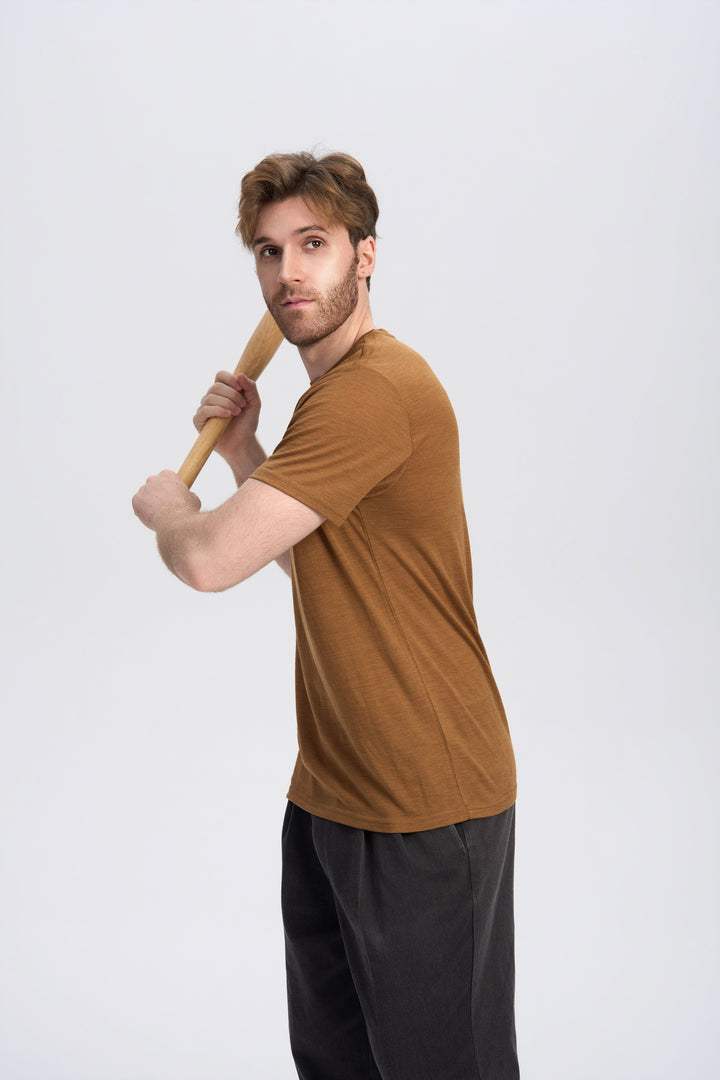 Camiseta de Lana Merino 150g con Cuello Redondo para Hombre