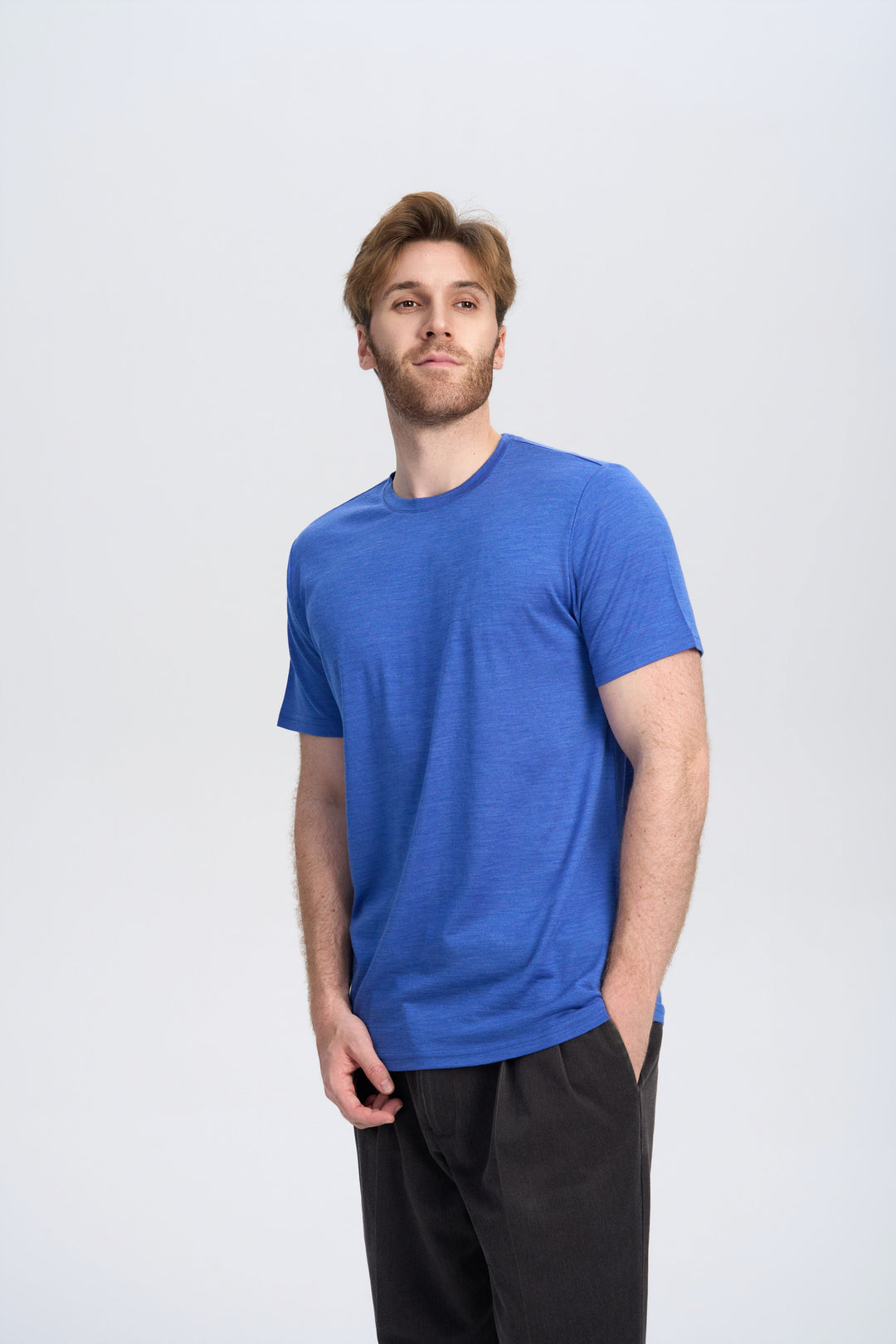 Camiseta de Lana Merino 150g con Cuello Redondo para Hombre