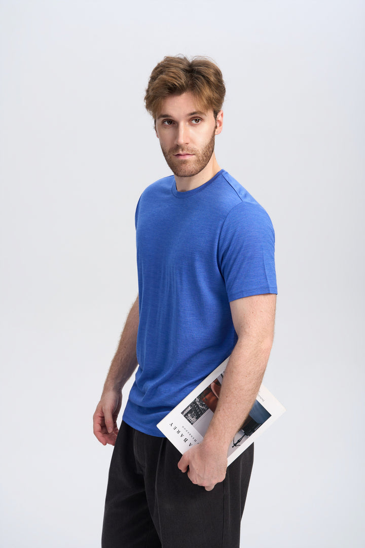 Camiseta de Lana Merino 150g con Cuello Redondo para Hombre