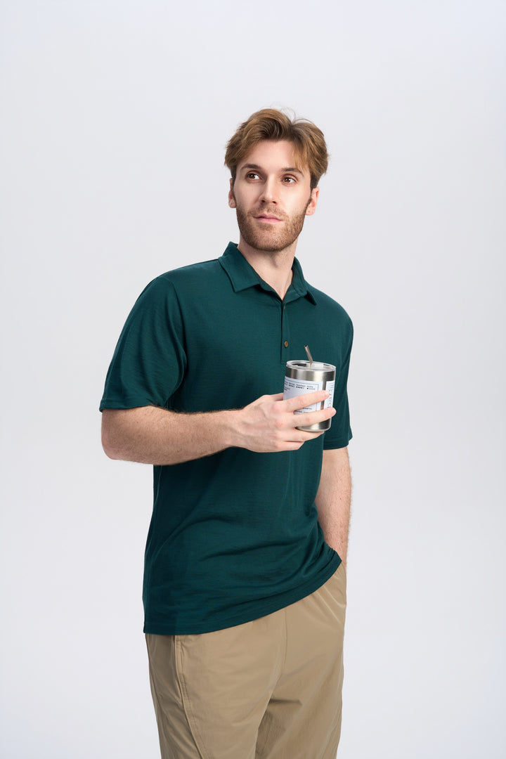 Merino Kurzarm-Polo für Herren, 170 g