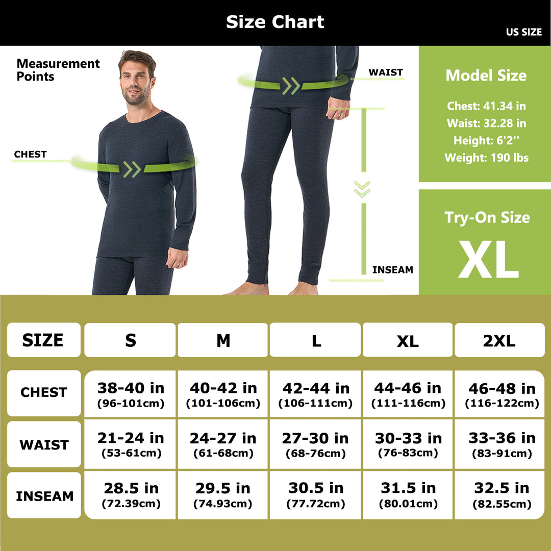 Men's Merino 250g Thermal Base Layer Set Black Grey Heather