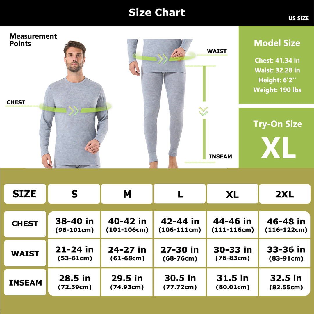 Men's Merino 200g Thermal Base Layer Set Grey Heather