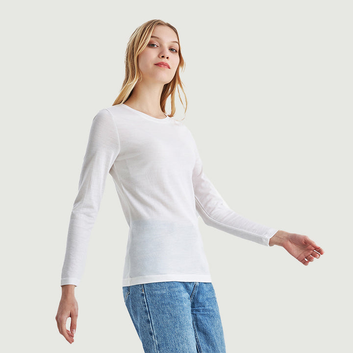 Camiseta Mujer 100% Lana Merino Manga Larga Negro - MT04