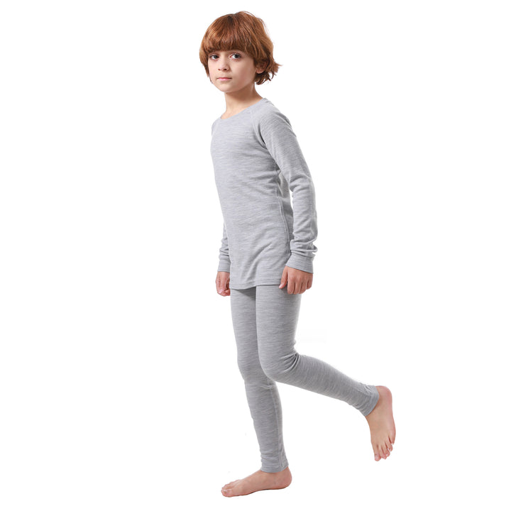 Kids Merino Wool 250g Base Layers Set Light Grey Heather