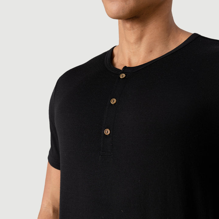 Henley de Manga Corta Merino 170g para Hombre