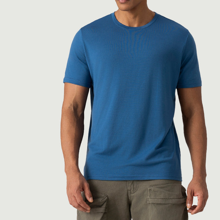 T-Shirt für Herren, 100 % Merinowolle, Schwarz