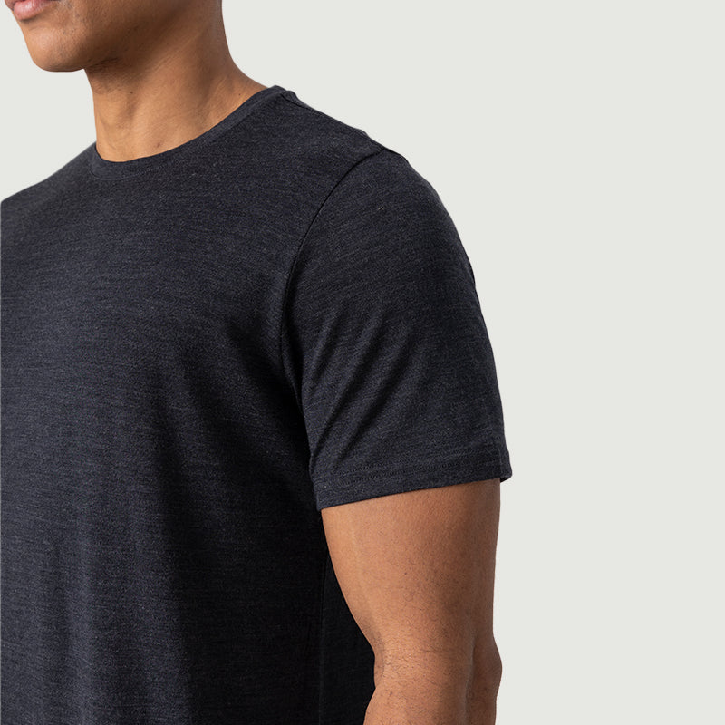 T-Shirt für Herren, 100 % Merinowolle, Schwarz