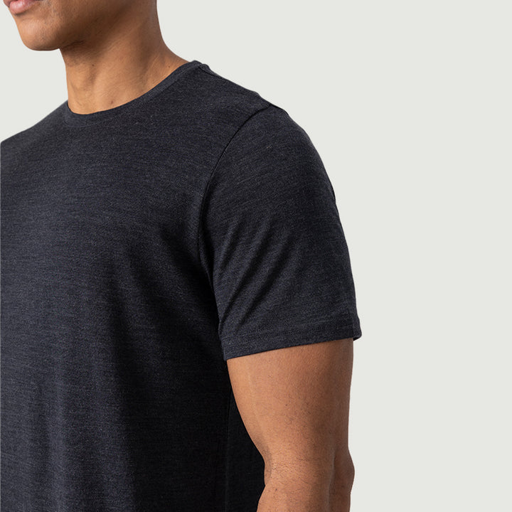 T-Shirt für Herren, 100 % Merinowolle, Schwarz