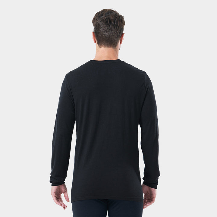 Camiseta interior 100% lana merina para hombre, color negro, MT03 