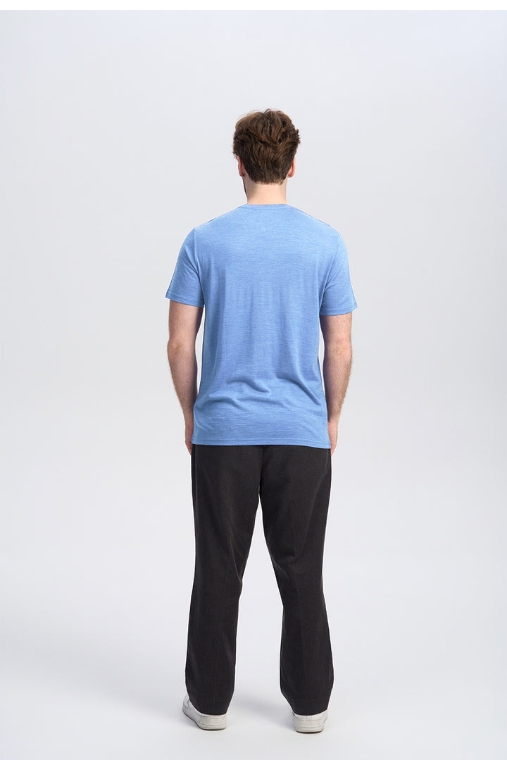 Camiseta de Lana Merino 150g con Cuello Redondo para Hombre