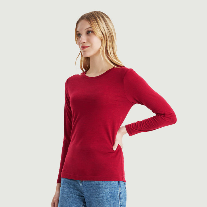 Camiseta Mujer 100% Lana Merino Manga Larga Negro - MT04