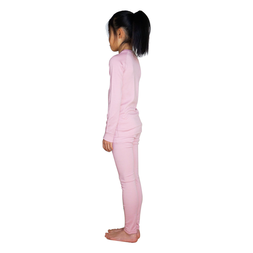 Kids Merino Wool 250g Base Layers Set Pink