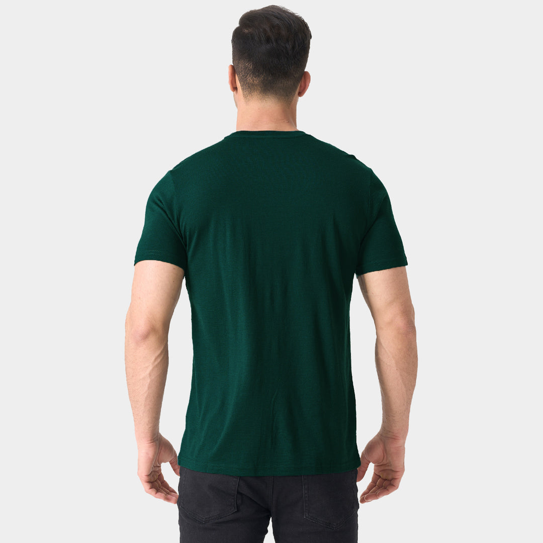 T-Shirt für Herren, 100 % Merinowolle, Schwarz – MT01 