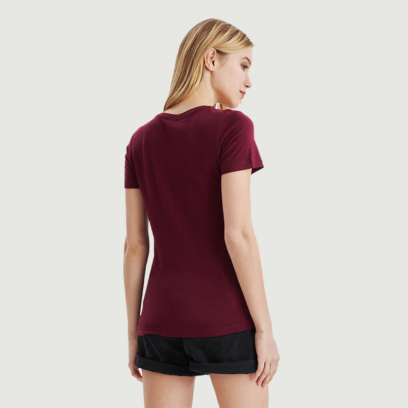 T-Shirt für Damen, 100 % Merinowolle, Schwarz – MT02 