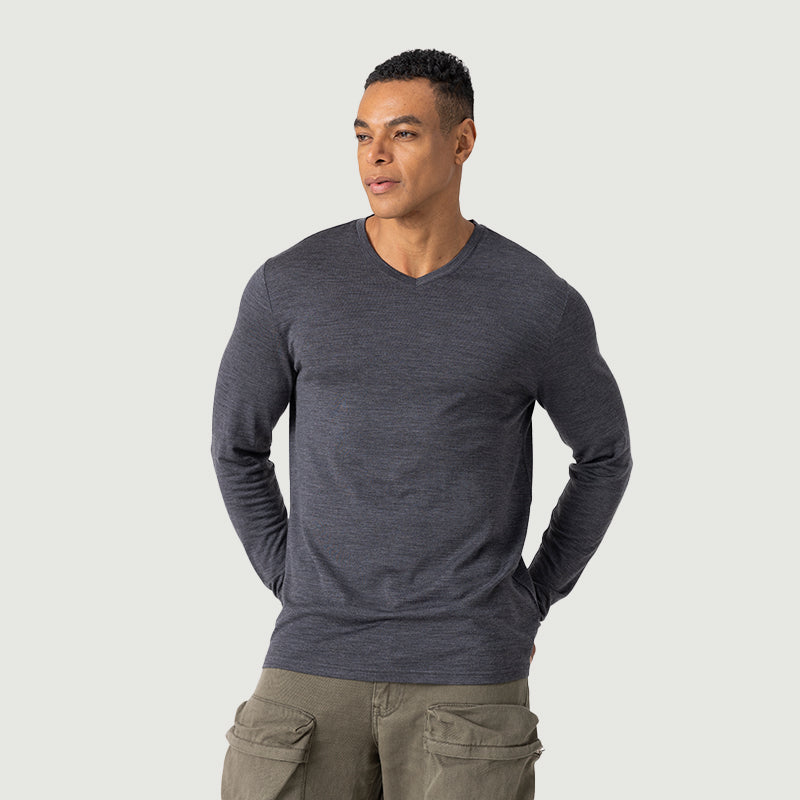 Men's  Merino 170g V-Neck Long Sleeve Top