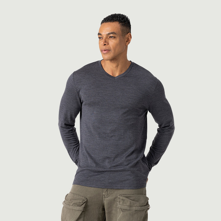 Men's  Merino 170g V-Neck Long Sleeve Top