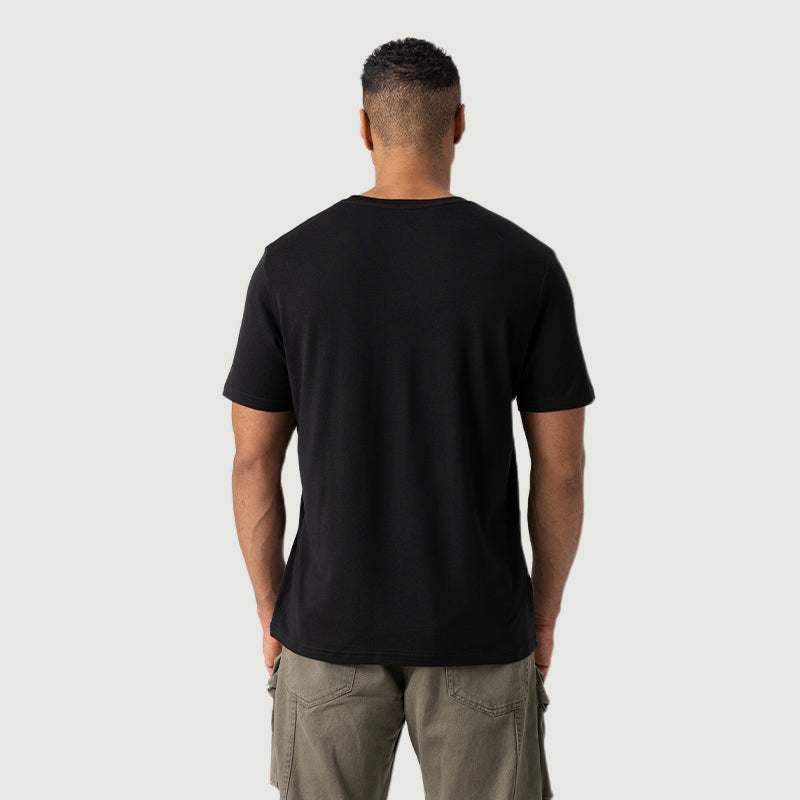 T-Shirt für Herren, 100 % Merinowolle, Schwarz