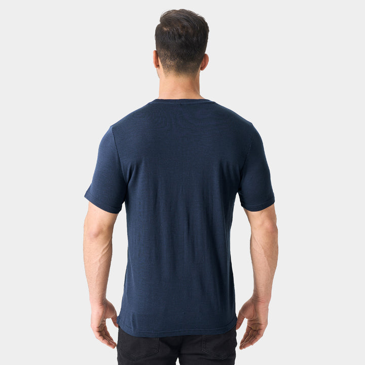 T-Shirt für Herren, 100 % Merinowolle, Schwarz – MT01 