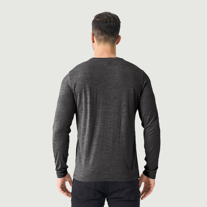 Basisschicht aus 100 % Merinowolle für Herren, Schwarz – MT03 