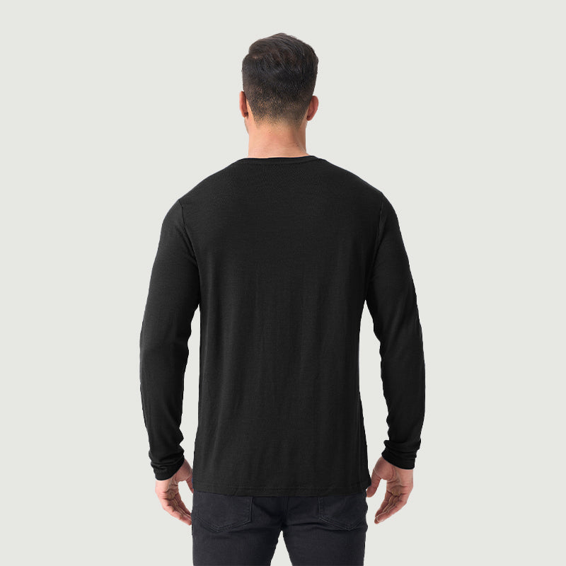 Basisschicht aus 100 % Merinowolle für Herren, Schwarz – MT03 