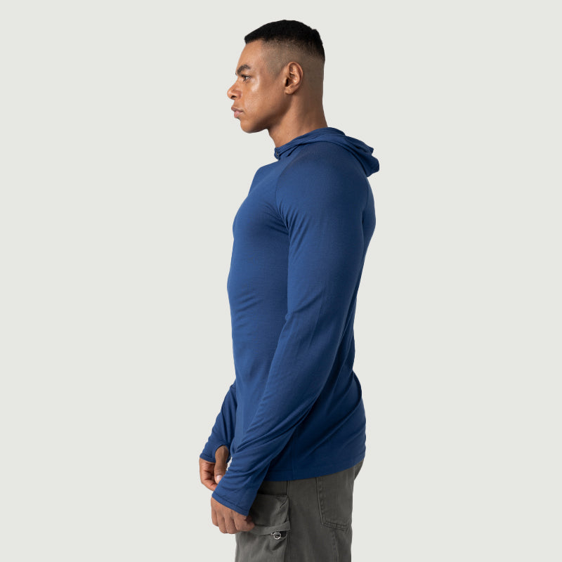 Baselayer für Herren, 100 % Merinowolle, 1/4-Reißverschluss, Schwarz – MT08 