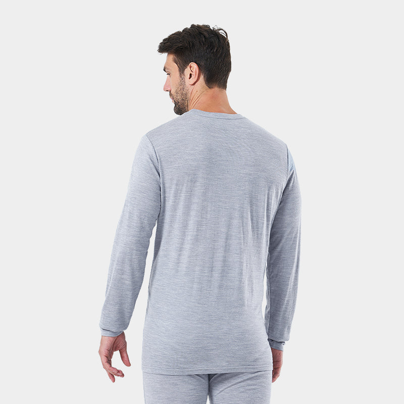Camiseta interior 100% lana merina para hombre, color negro, MT03 