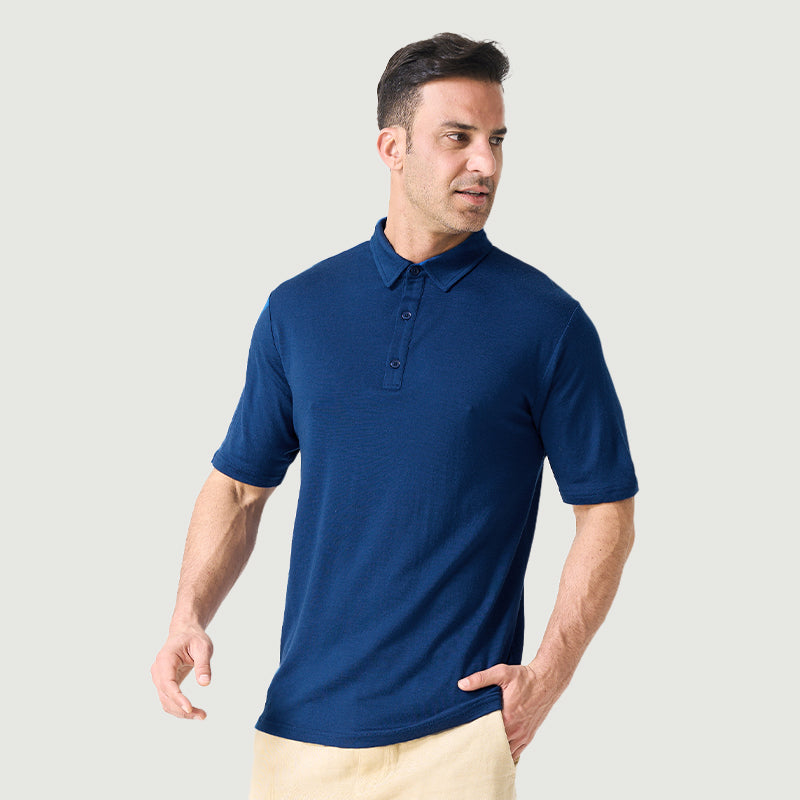 Poloshirts für Herren aus 100 % Merinowolle, Schwarz – MT24 