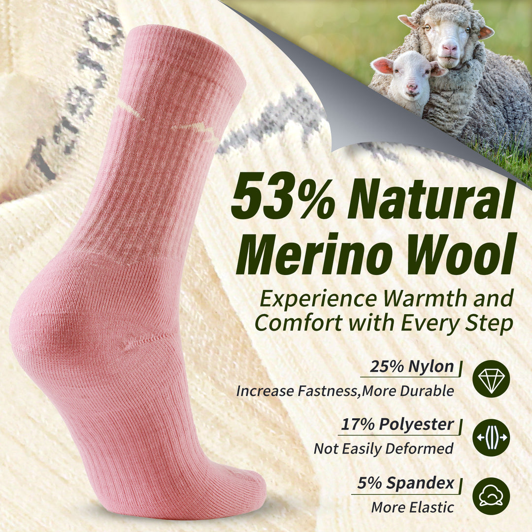 4 pares de calcetines de lana merino orgánica para mujer rosa/naranja/beige/lima - MT17 